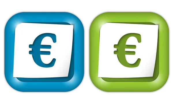 Set of two icons with paper and euro sign — Stock Vector