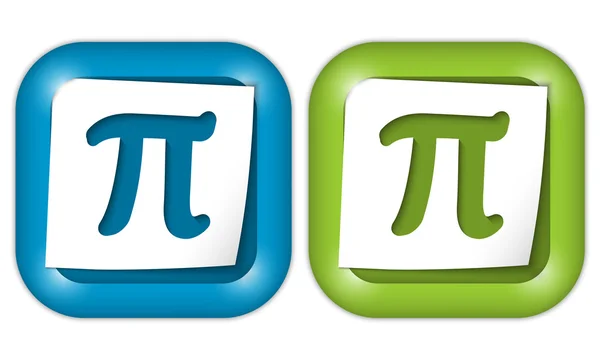 Set di due icone con segno di carta e pi greco — Vettoriale Stock