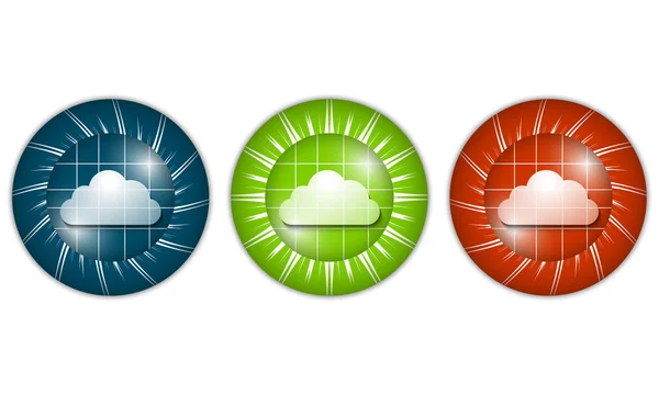 Set of three colored icons with cloud — Stock Vector