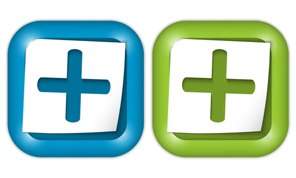 Conjunto de dos iconos con papel y signo más — Vector de stock