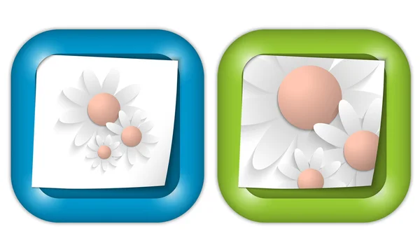 Av två ikoner med papper och blommor — Stock vektor
