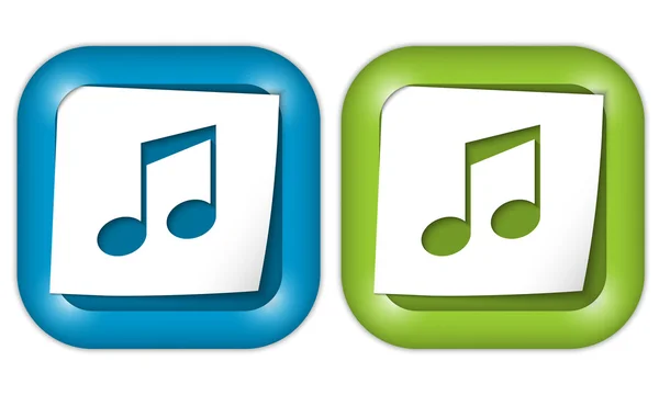 Set of two icons with paper and music icon — Stock Vector