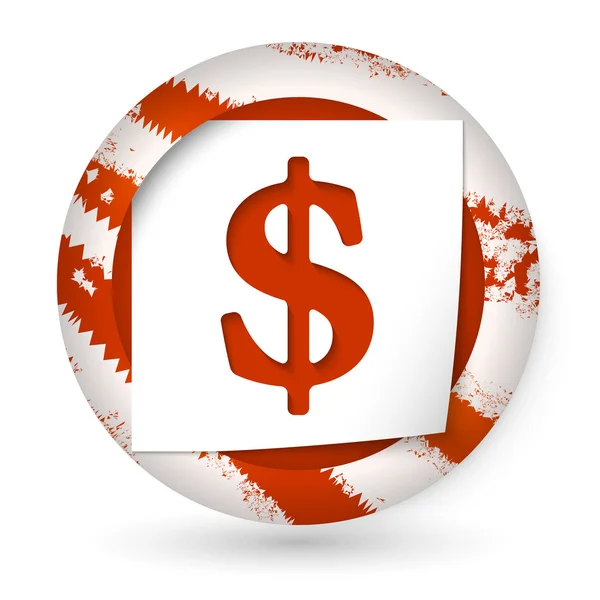 Icona astratta rossa con segno di carta e dollaro — Vettoriale Stock