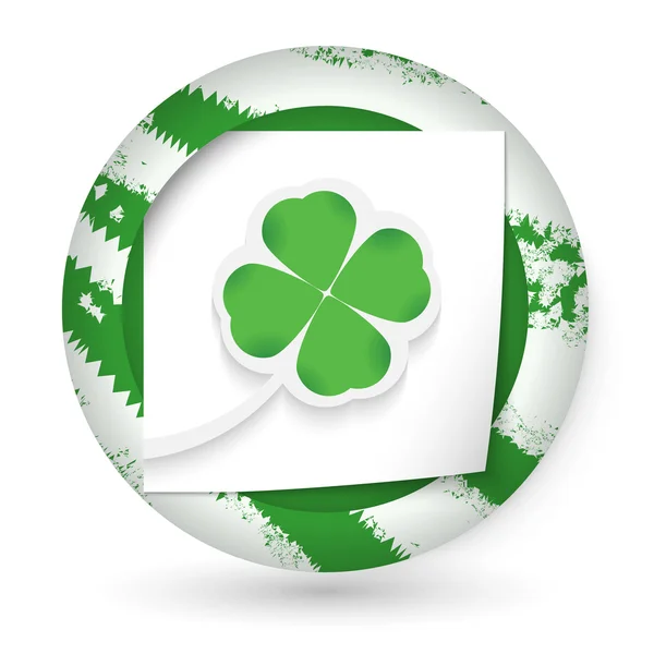 Icona astratta verde con carta e trifoglio — Vettoriale Stock