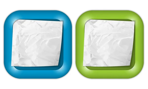Conjunto de dois ícones com papel em branco amassado — Vetor de Stock