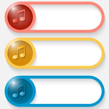 Üç renkli vektör soyut düğmesinin müzik simgesi ayarla