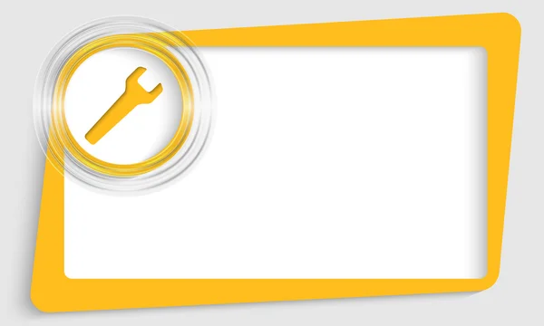 Cuadro de texto abstracto amarillo con círculo transparente y llave — Vector de stock