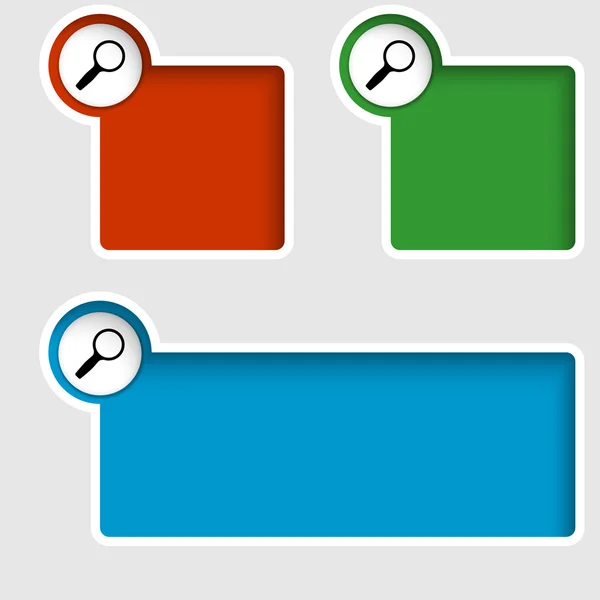 Jeu de trois zones de texte avec loupe — Image vectorielle