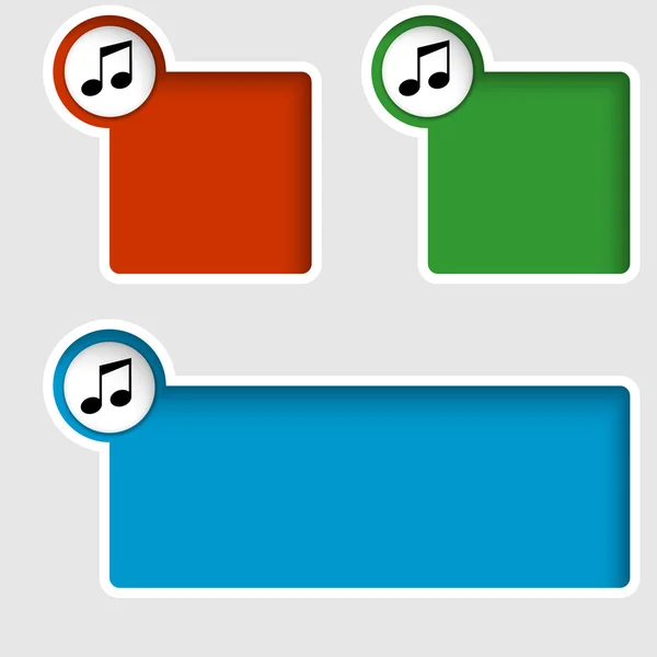 Set van drie tekstvakken met muziek pictogram — Stockvector