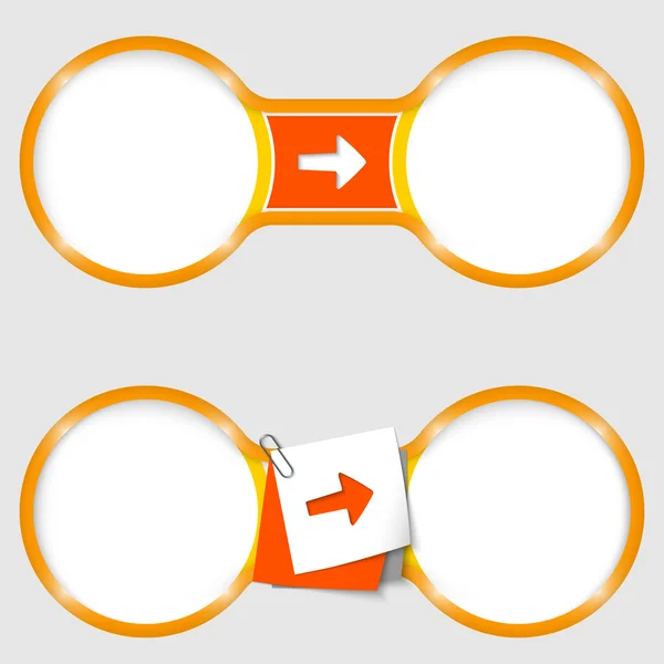 Dos círculos de texto con una flecha — Vector de stock