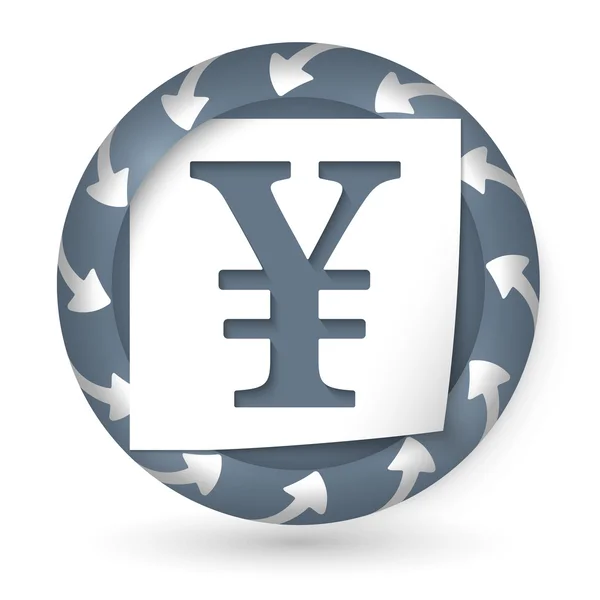 Vector icono abstracto con flechas y signo de yen — Vector de stock