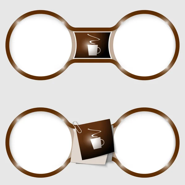 Two circles for text with an cup of coffee — Stock Vector