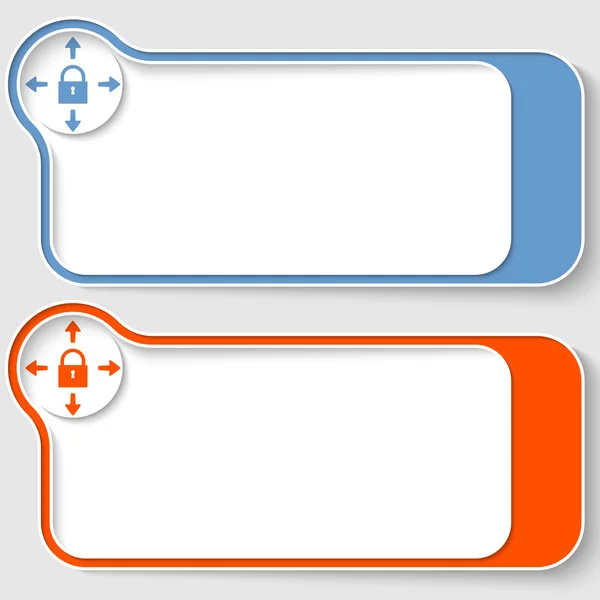 Набор из двух абстрактных текстовых полей со стрелками и значком блокировки — стоковый вектор