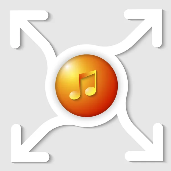Marco abstracto con cuatro flechas e icono de música — Vector de stock
