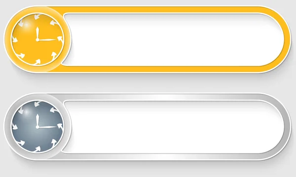 Žlutá a stříbrná vektor abstraktní tlačítka s hodinami — Stockový vektor