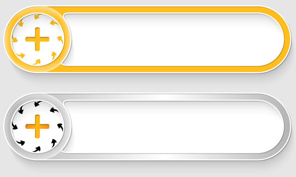 yellow and silver vector abstract buttons with plus sign
