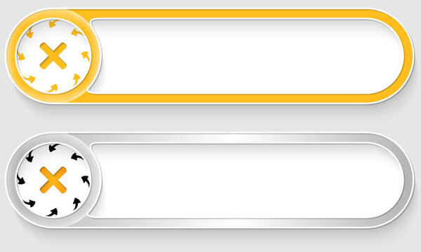 yellow and silver vector abstract buttons with ban sign