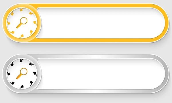 Žlutá a stříbrná vektor abstraktní tlačítka s lupou — Stockový vektor