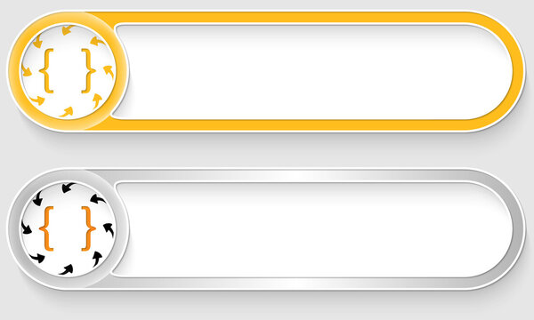 yellow and silver vector abstract buttons with brackets