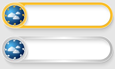 Sarı ve gümüş vektör soyut düğmeleri ile bulutlar