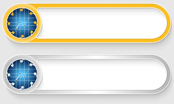 Желтые и серебряные векторные абстрактные кнопки с графиком — стоковый вектор
