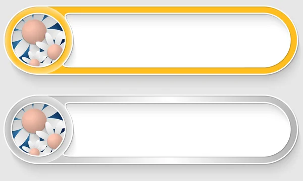 Przyciski streszczenie wektor żółty i srebrny z kwiatami — Wektor stockowy