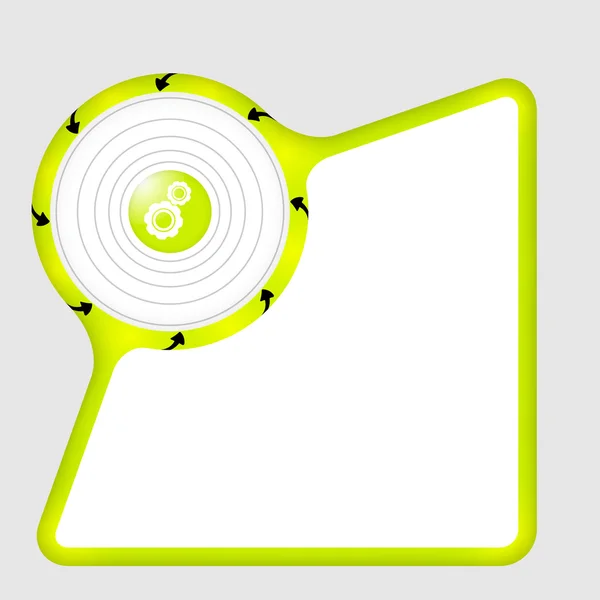 Boîte abstraite verte avec des flèches et des roues dentées — Image vectorielle