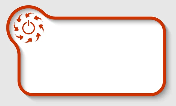 Cadre de texte vectoriel rouge avec flèches et bouton d'alimentation — Image vectorielle