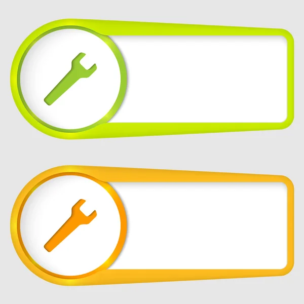 Set of two boxes for entering text with spanner — Stock Vector