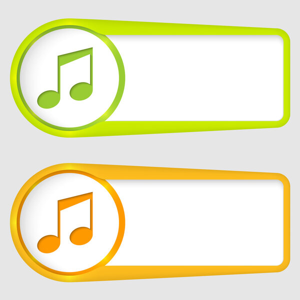 set of two boxes for entering text with music icon