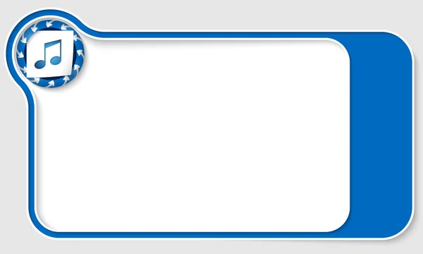 Blauw vak voor tekst met pijlen en muziek icon — Stockvector