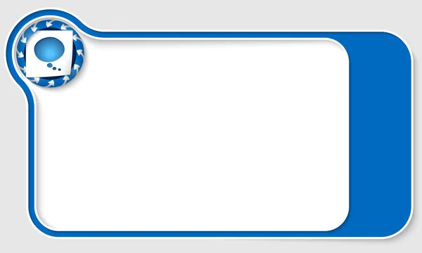 Cuadro azul para texto con flechas y burbuja de voz — Vector de stock