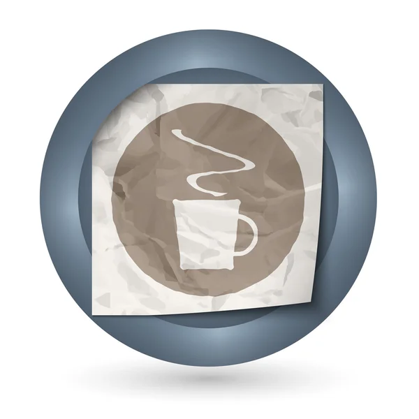 Dark abstract icon with crumpled paper and cup of coffee — Stock Vector
