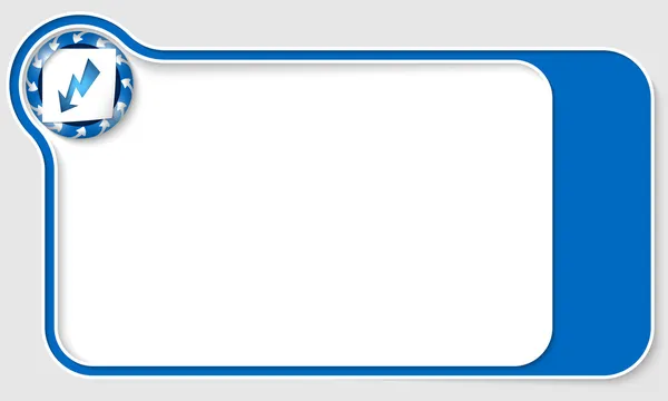 Caja azul para texto con flechas y flash — Vector de stock
