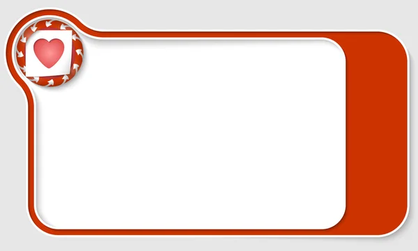 Boîte rouge pour texte avec flèches et coeur — Image vectorielle
