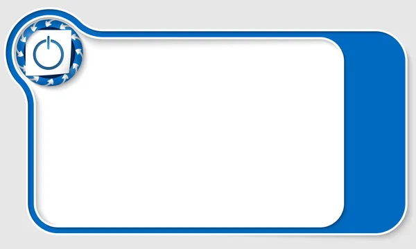 Cuadro azul para texto con flechas y botón de encendido — Vector de stock