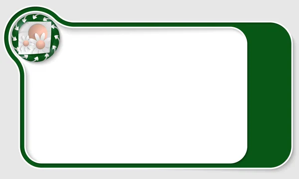 Cuadro verde para texto con flechas y flores — Vector de stock