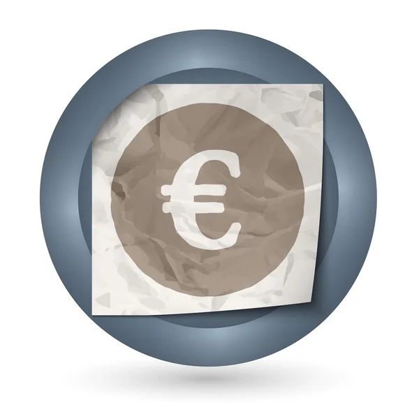 Dark abstract icon with crumpled paper and euro sign — Stock Vector