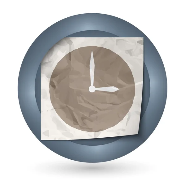 Ícone abstrato escuro com papel amassado e relógio — Vetor de Stock