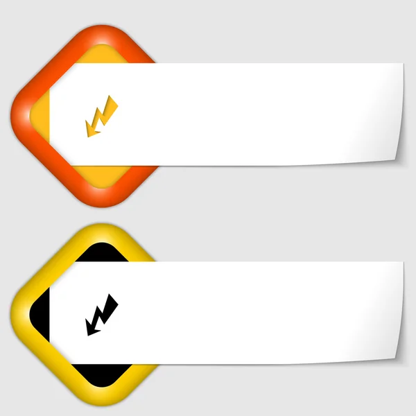 Set aus zwei Symbolen mit Papier auf Notiz und Blitz — Stockvektor