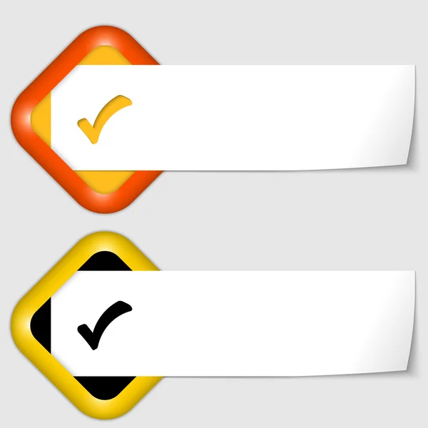 Set aus zwei Symbolen mit Papier auf Notiz und Kontrollkästchen — Stockvektor