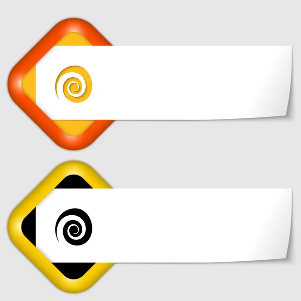 Set med två ikoner med papper på Obs och spiral — Stock vektor