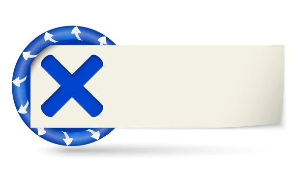 Redondo azul com setas e papel em nota e marca de proibição — Vetor de Stock