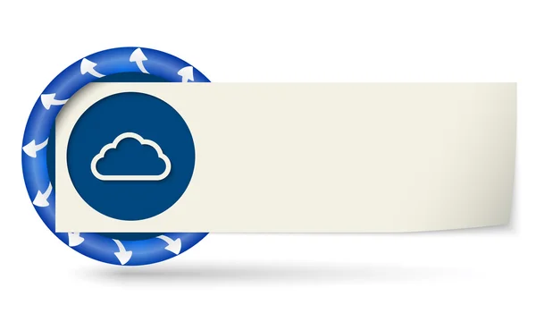 Blauwe ronde met pijlen en papier op Opmerking en cloud — Stockvector