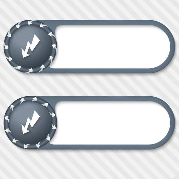 Jeu de deux boutons vectoriels avec flèches et flash — Image vectorielle
