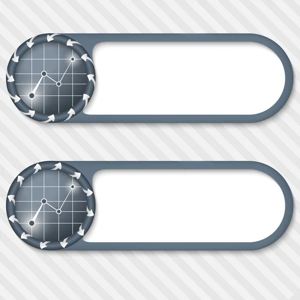 Serie di due pulsanti vettoriali con frecce e grafico — Vettoriale Stock