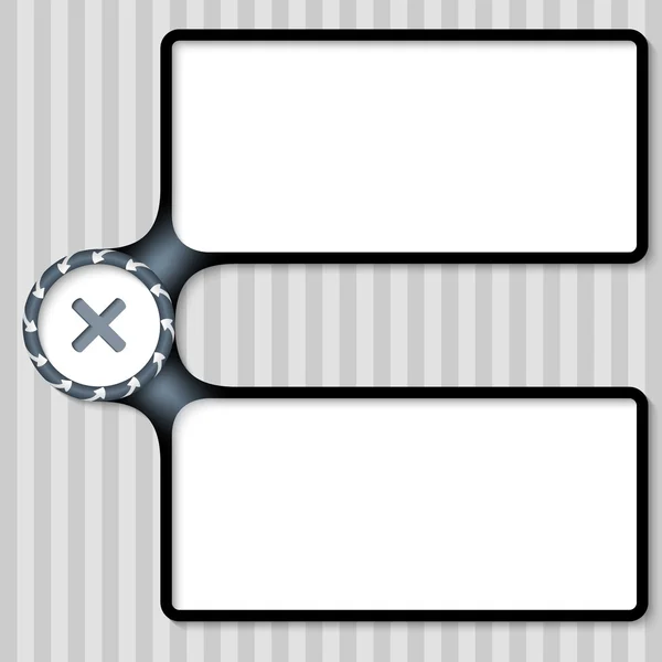 Cuadro doble para introducir texto con flechas y marca de prohibición — Archivo Imágenes Vectoriales