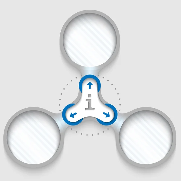 Três armações circulares conectadas para texto com setas e informações ic — Vetor de Stock