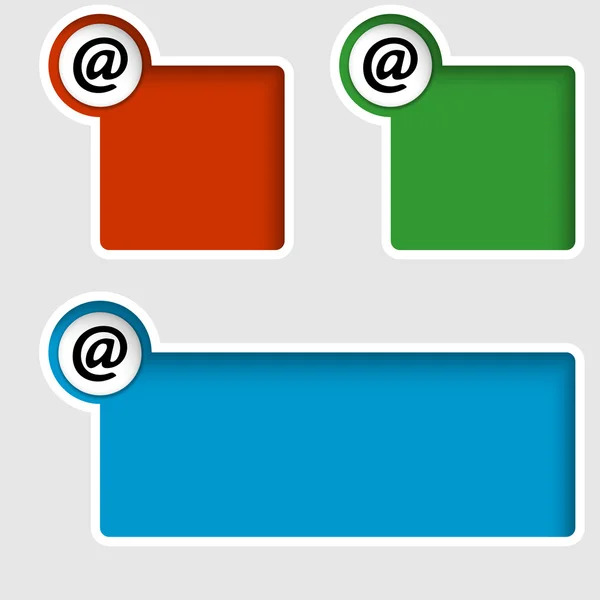 Conjunto de tres cuadros de texto con icono de correo electrónico — Vector de stock