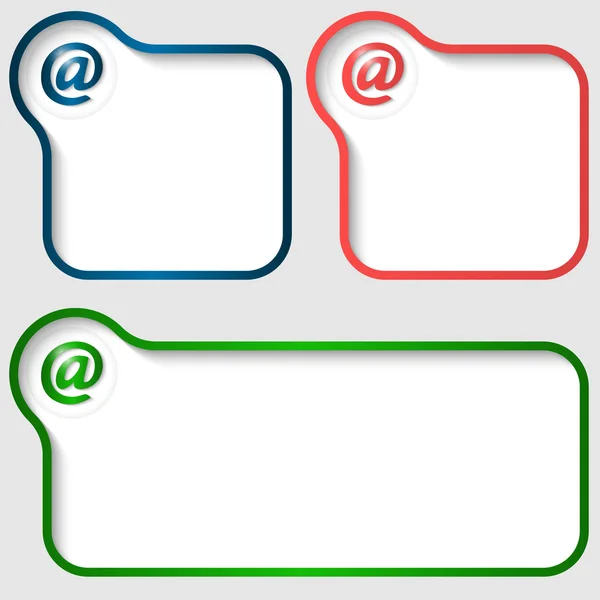 Conjunto de três quadro de texto vetorial com ícone de e-mail — Vetor de Stock